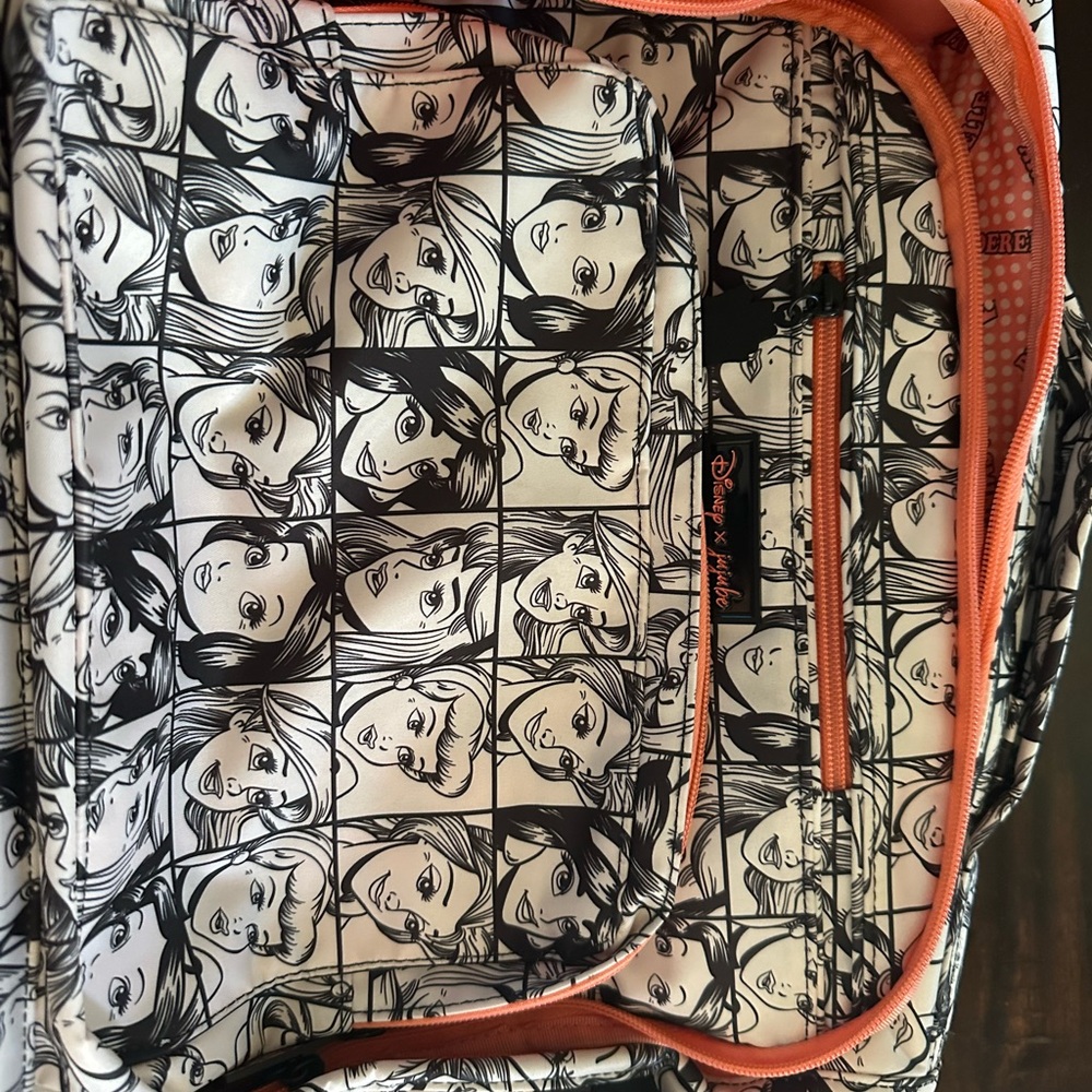 Jujube Disney Black & Coral Cosmetic Travel Pouch with Princess Faces